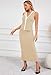 Pink Queen Women's Two Piece Summer Set Fashion Sleeveless Party Dress Trendy Sleeveless Color Block Slit Bodycon Knit Maxi Long Skirts Sets Beige S