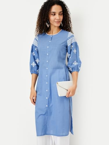Image of Max Women's Cotton Blend Regular Fit Casual Kurta