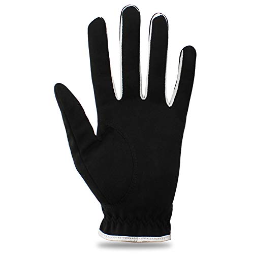 2pcs Golf Gloves Men Left Black Soft Fabric Breathabal Gloves Wear On Left Hand Sports Glove (25=M/Large)