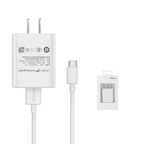 Image of 44watt Flash Charger Original Adapter & USB to C Cable Compatible for Vivo Y35,V25 5G, V23 5G,V25, V23e 5G,V23 Pro 5G, Y75 4G & All VIV0 Smartphone Series (VIV0 44W Charger)