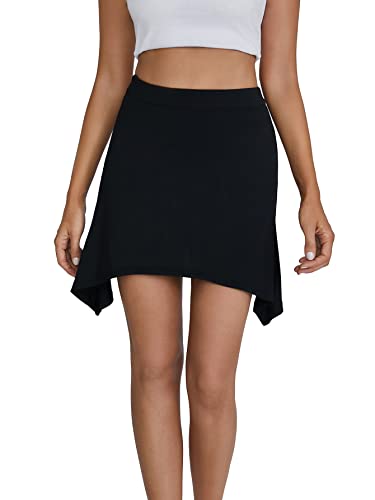 Umenlele Women’s Casual High Waist Bodycon Solid Basic Pencil Short Mini Skirt Black Small #TOP3