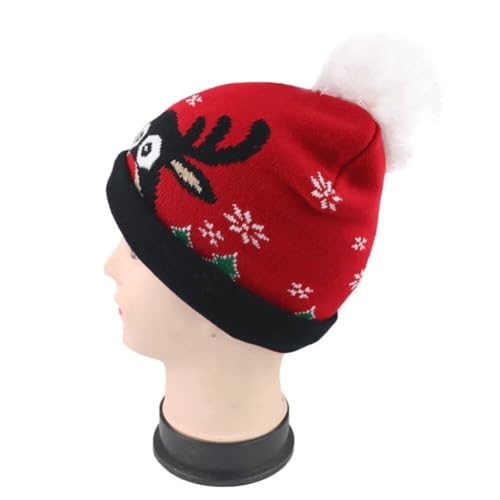 Fituenly Unisex Weihnachten Beanie Herbst Winter Warm-up Hut Winter Cap Weihnachten Strick Jacquard Hut Santa Elf Rentierhut
