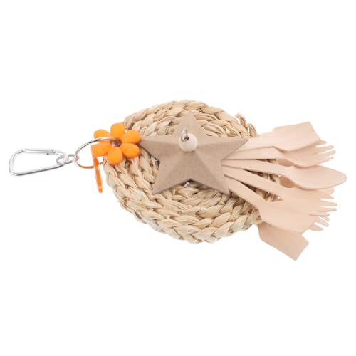 WEKADRIN ???咬玩? 橘色 鳥かご用吊り下げプ かじり木付き スプーンフ