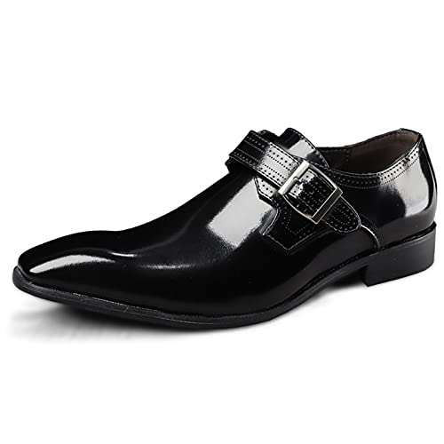 Shoes Dress Oxford for Men Slip On Monk Strap Square Toe Vegan Leather Non Slip Rubber Sole Slip Resistant Casual