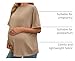 Tankaneo Womens Maternity T Shirts Oversized Short Sleeve Tunic Tops Casual Summer Loose Fit Crewneck Pregnancy Clothes Khaki