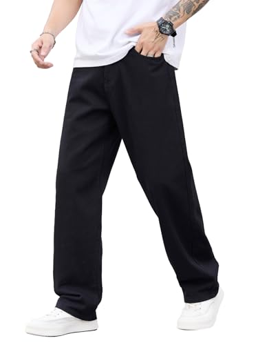 Mens Vintage Baggy Jeans Wide Leg Loose Fit Pants Y2k Hip Hop Trousers