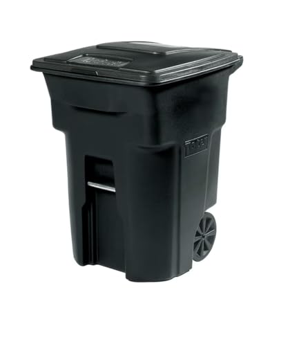 96 Gallon Heavy Duty Commercial Wheeled Trash Can with Attached Hinged Lid – Industrial-Grade Outdoor Garbage Container for Business, Facility, or Municipal Use – Reinforced Rolling Waste Bin