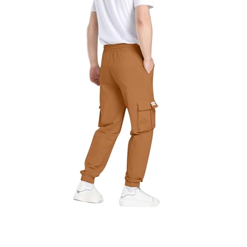 Mens Casual Cargo Joggers Pants Elastic Waist Drawstring Stretch Relaxed Fit Work Pants Tapered Baggy Pant3