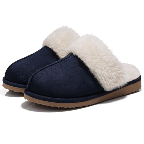 Image of Litfun Women's Fuzzy Memory Foam Slippers Fluffy Winter House Shoes Indoor and Outdoor