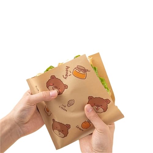Papel de horno Bolsas triangulares de papel kraft con parte superior abierta for donas, sándwiches, panadería, pan y alimentos(Color-02)
