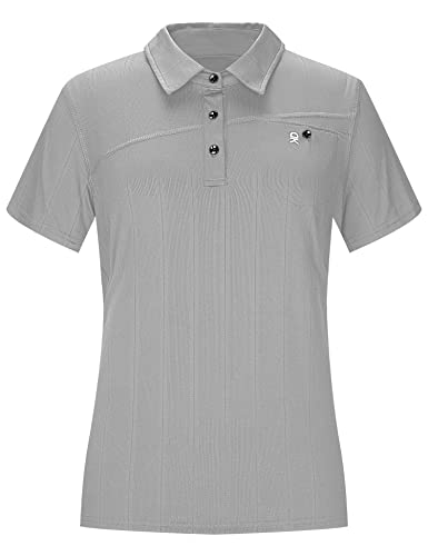 Little Donkey Andy Women's Ultra-Stretch Quick Dry Lightweight Golf Polo T-Shirts Short Sleeve Moisture Wicking Top Upf 50+ Tennis Work Sports, Cloudburst L #TOP2