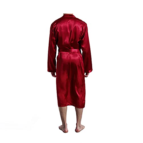 Foetest Bathrobe Long Robes Men Thin Solid Color Nightgown Long Sleeve Cardigan Sleepwear Loose Glossy Clothes Silk3