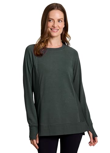 RBX Active Fashion Women's Yoga Tunic Sweatshirt, Lightweight French Terry Long Sleeve Top with Thumbholes & Ribbed Side