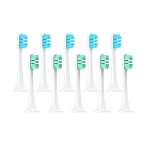 人気交換用ブラシヘ??ッド、Xiaomi Mijia T300/T500/T700電動歯ブラシ対応、キャップ付き密封パッケージソフトヘッド(5Green5Blue)