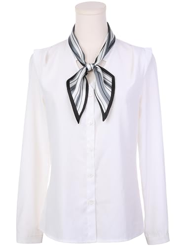 Women Stripes Contrast Color Skinny Long Scarves, Satin Silky Ribbon Hair Band Neckerchief Neck Scarf2