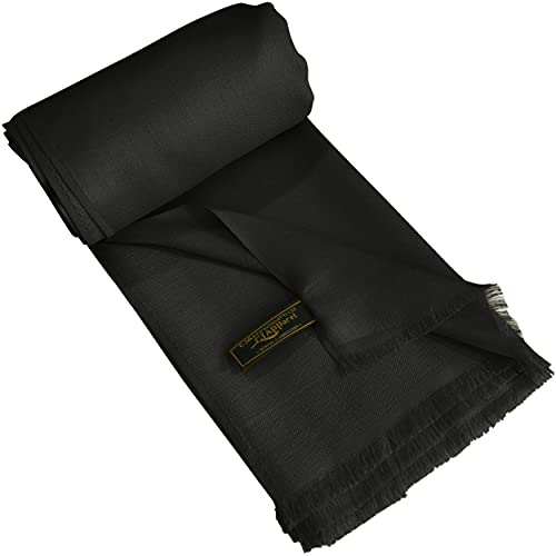 CJ Apparel Black Solid Color Fringe Design Nepalese Shawl Seconds Scarf Wrap Stole Throw Head Wrap Pashmina Hand Made in Nepal New3