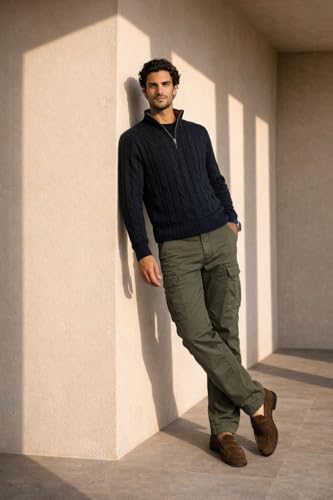 Image of Louis Philippe Men's Relaxed Straight fit with Multi Utility Pockets Stretch Fabric for Comfort Travel Friendly Casual Trouser
