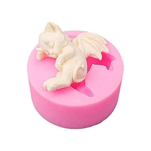 Kemelo Sleep Devil Cat Candle Epoxy Resin Mold Diy Aromatherapy Plaster Silicone Mould,Resin Pattern,Pink Cover