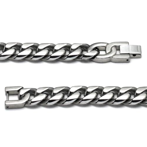 Italian Cut Men's Titanium 10MM Curb Link Bracelet (Length 7" - 10")2