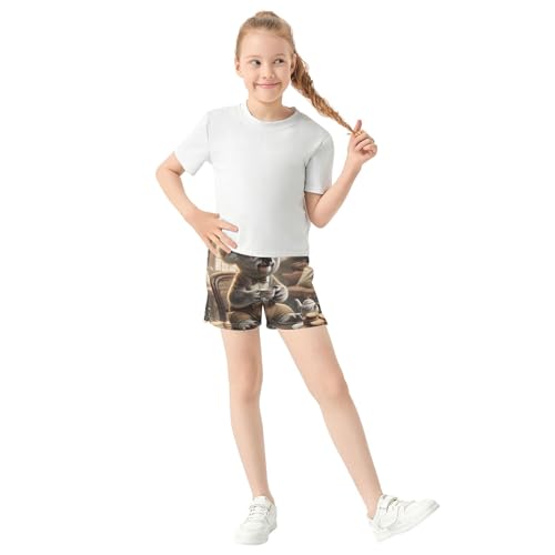 Girls Athletic Shorts Cute Gentleman Koala Vintage Tea Animal Print Comfy Summer Pajamas Youth Kids Clothes, X-Small2