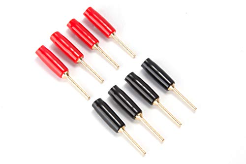 【ストレート ピン 8本1組】 小ぶりなプッシュ式スピーカーターミナル用プラグ ピンプラグ セット 内径3.18mm 金メッキ (8本1組)