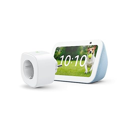 Nuovo Echo Show 5 (3ª generazione) | Azzurro + Meross Smart Plug (presa intelligente con connettività Wi-Fi), compatibile con Alexa - Kit di base per Casa Intelligente