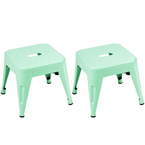 Costzon Kids Stackable Metal Stools w/Safety Rounded Corners & Rubber Pads, Children Portable