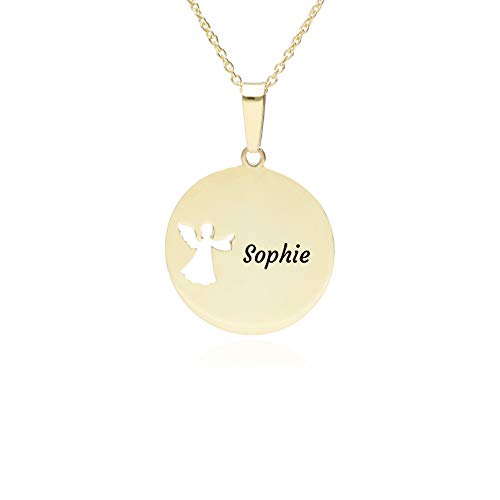 Damen Schutzengel Engel Namenskette 925 Silber vergoldet mit personalisierte Gravur 1 Name für Familie Frau Freundin oder Taufe Cover