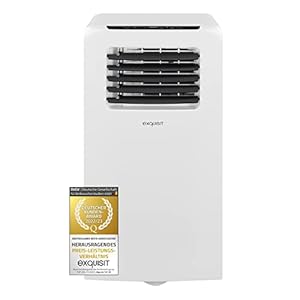 Exquisit® Aire Acondicionado Portatil, BTU 9000/2,6 kW, 2 Niveles de Potencia, Clase A, Color Blanco, Pantalla LED, Temporizador, Función Autodiagnóstico, Mando a Distancia, Medida 68x33x28 Cm