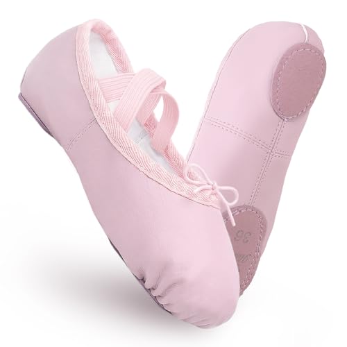 Ballettschuhe MädchenTanzschuhe aus Leder Tanzschuhe mit Geteilter Sohle