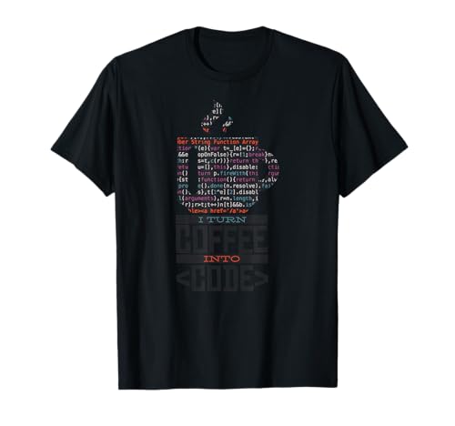 Kaffee Tee   Bedrucktes lustiges Computer Hombre Camiseta IT Nerd Científico Informático Programador Codificador Diseño Café Camiseta S Manga Corta Unisex Negro S