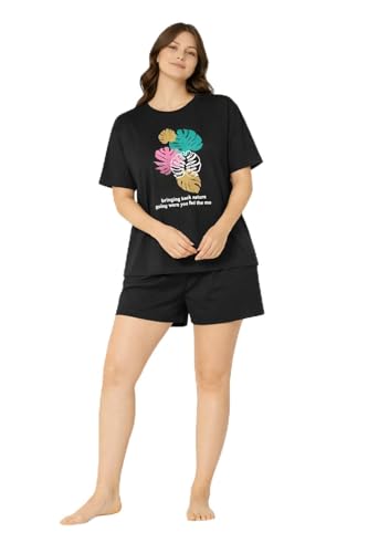 Image of Duchess Women's Cotton Printed Night Suit Set of Top & Shorts Pajama Set