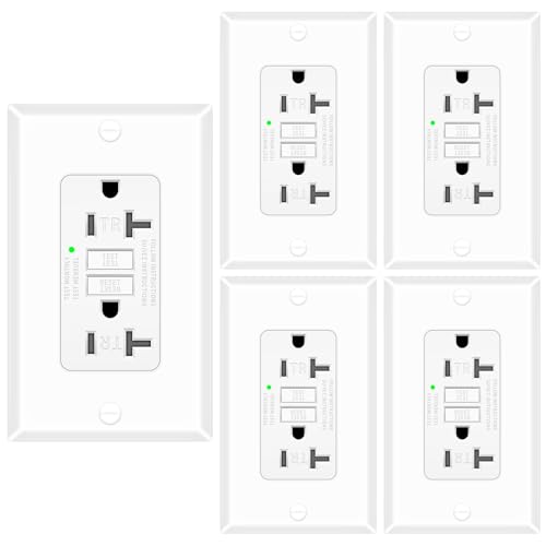 5 Pack 20A GFCI Outlet Tamper-Resistant Self-Test, ETL Listed White