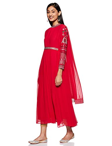 Image of Women's Faux Crepe A-Line Kurti(ALC4008N Peach Large)
