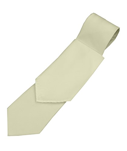 Solid Satin Men's Necktie and Pocket Square set in Ivory