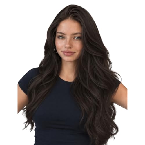 Image of Moresoo Micro Link Hair Extensions Human Hair, Smoky Brown Black, 22 Inch