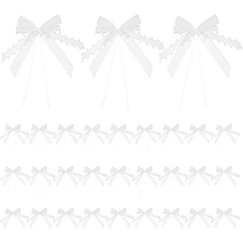 PAFUWEI Bows Wedding Decoration Pack of 30 Car Bows Wedding Car Decoration Wedding Decoration Car Decorative Bows Wedding Antenna Bows for Wedding Car, Church Bench Decoration, Table Decoration Cover