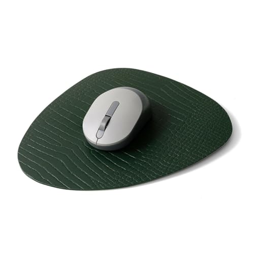 Image of Premium Recycled Leather Mouse Pad for PC | Large Size 25x22cm Mousepad for Laptop Wireless | Handcrafted | Anti-Slip, Anti-Skid, Waterproof | Croco Finish for Home, Office, Gaming, Green