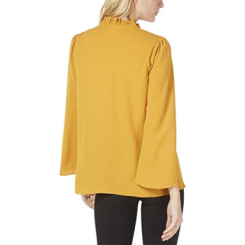 Michael Michael Kors Womens Grommet Ruffled Blouse Yellow Xl #TOP1