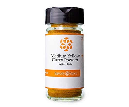 Savory Spice Medium Yellow Curry Powder, Salt-Free - Medium Heat Yellow Curry Seasoning | Season Meats, Soups, Stews & Rice - Use To Make Yellow Curry Paste (Large Jar - Net: 5.8 Oz) #TOP19