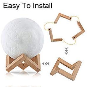 Miniatura 4 de Lámpara de luna, lámpara de estrella de galaxia 3D de 5.9 pulgadas, 16 colores, luz nocturna para niños, luz LED de globo con soporte de madera,