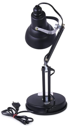 Image of Lamps Adjustable Metal Table Lamp, Black, with LED Bulb, B22 Socket, Foldable Arm, for Study, Office and Home Decor Pack of 1