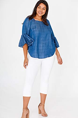 Leggins de algodón y elastano capri premium con control de barriga en Blanco L 7