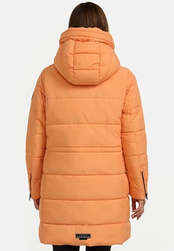 MARIKOO Damen Wintermantel warmer Steppmantel lang mit Kapuze und hohem Kragen Karumikoo XVI Apricot Sorbet Gr. 3XL
