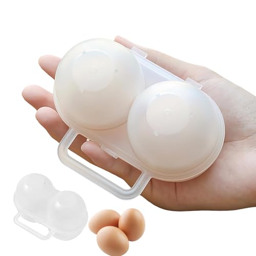 Tuyhnj ポータブル卵ボックス、ポータブル卵容器, 2グリッドエッグホルダーコンテナ, アウトドアエッグボックス、家庭用ハイキングアウトドアキャンプ旅行用耐衝撃エッグオーガナイザー