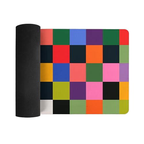 Image of Rainbow Checkered Extended Gaming Mouse Pad, with Stitched Edges Large Mouse Pad Desk Protector, Rubber Base Mousepad Keyboard Mouses Mat for Work Game Office Home- 32 inch X 16 inch Inch