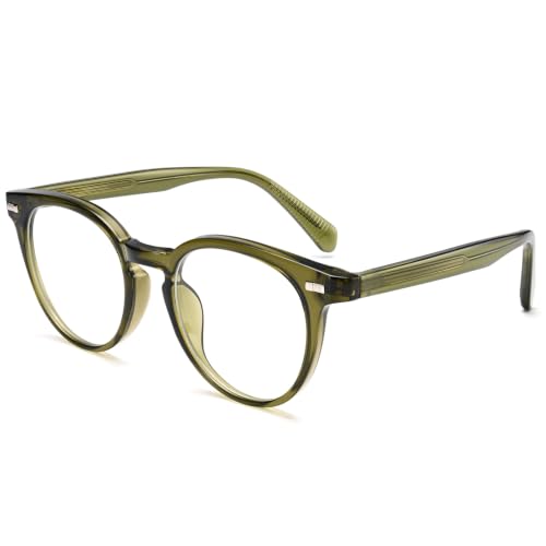Image of Dollger Women Round Blue Light Blocking Glasses Men Retro Computer Gaming Eyeglasses Anti-Eyestrain