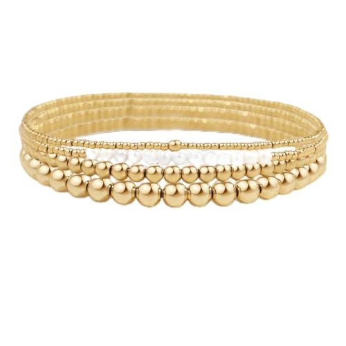 Mint & Lily Everyday Pearl Bracelet Stacking Set for Women 18K Gold Plated w/Freshwater Pearls | 2-Piece Stretch Bracelet Set Tarnish-Resistant Waterproof | Gift for Her | Gold 6.5