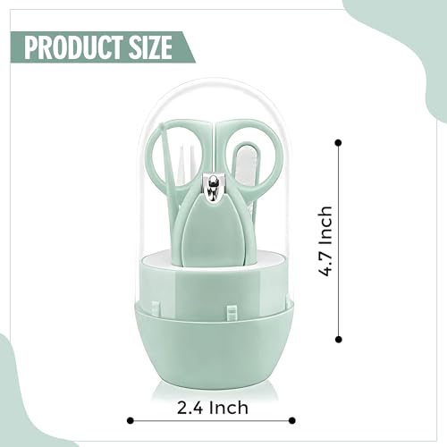 Image of GLUN Baby Care Set, Capsule Shape Pack, 4-in-1 (Anti-Pinch Nail Clipper, Scissor, Nail File, Tweezer) Turquoise Colour Baby Manicure Set for Newborn, Infant & Toddler