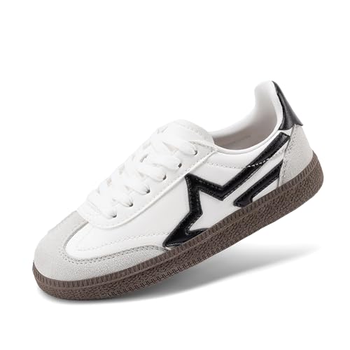 DREAM PAIRS Boys Girls Sneakers Retro Classic Casual Tennis Shoes Lightweight School Walking Low Top Lace Up Footwear for Little/Big Kid 13 Little Kid White